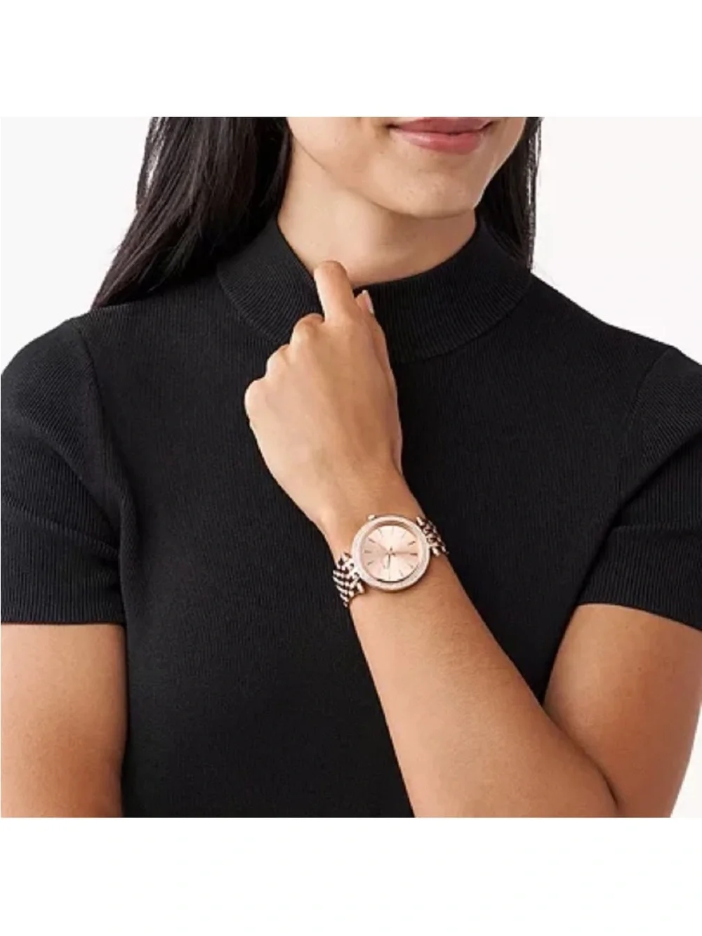 Michael Kors Rose Gold Crystal Bezel Women's Bracelet Watch